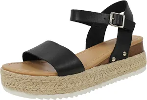 ZSpzx Summer Sandals for Women 2025,Women's Espadrilles Ankle Rubber Sole Sandal Platform Womens Casual Open Toe Strap Wedge Arch Support Flatform Foot Supports Plantar Fasciitis Bunion Shoes